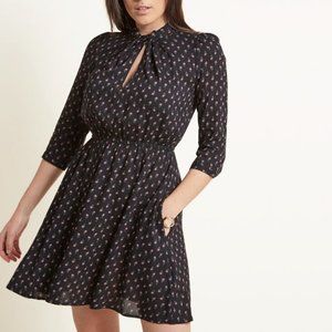 ModCloth A-Line 3/4 Sleeve Pocketed Floral Dress